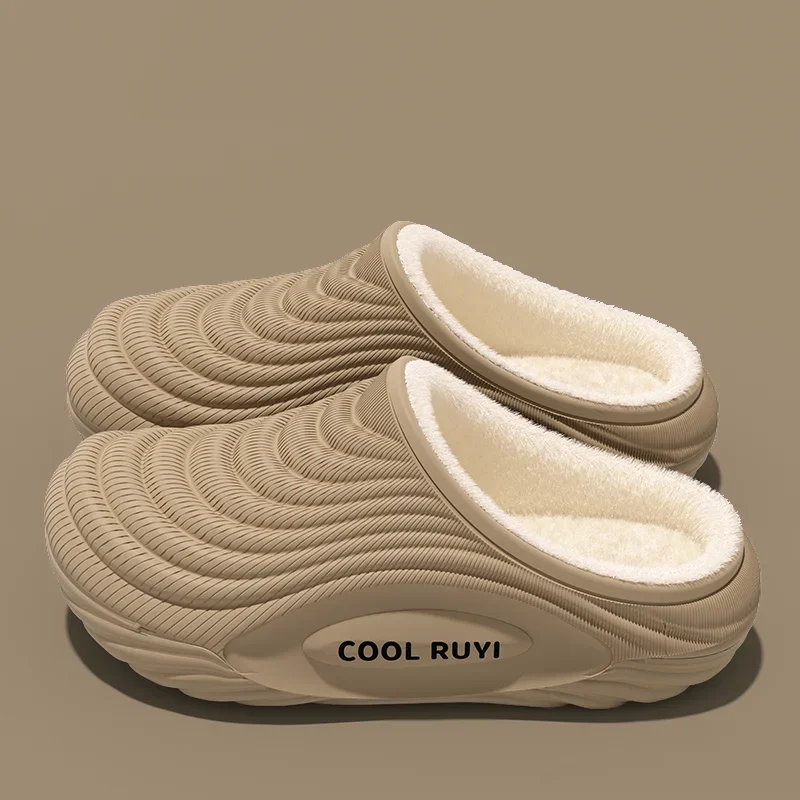 Waterproof Eva Home Slippers for Women Indoor Thick Bottom Non Slip Cotton Slippers Woman Couples Warm Thicken Plush Slides