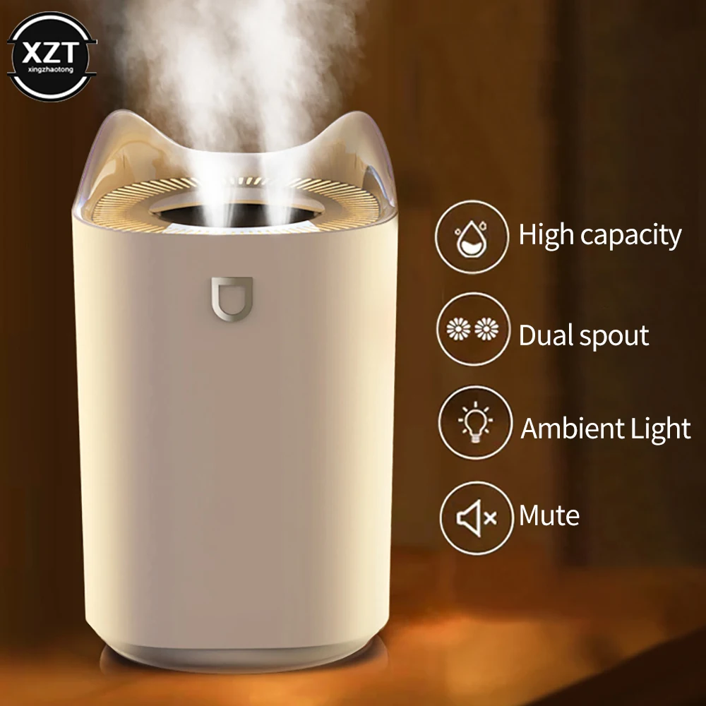 3L Air Humidifier Essential Oil Aroma Diffuser Double Nozzle With Coloful LED Light Ultrasonic Humidifiers Aromatherapy Diffuser