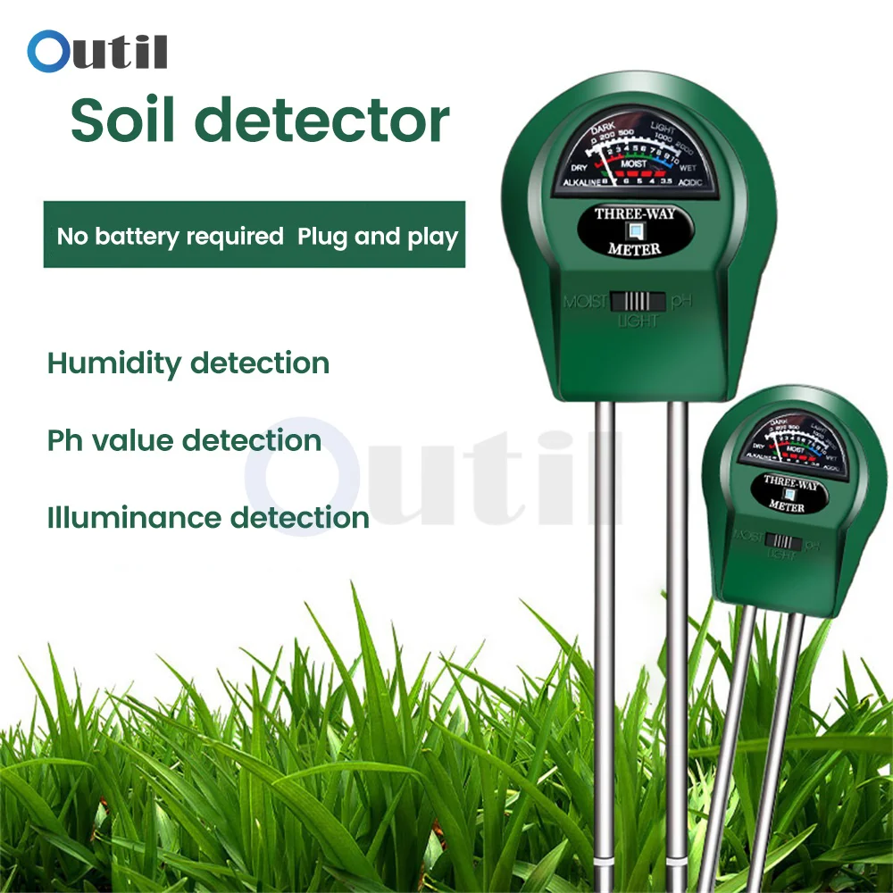3 in 1 Soil PH Meter Sunlight PH Light Detection Tester Garden Flowers Soil Moisture Sensor Meter Plants Acidity Humidity