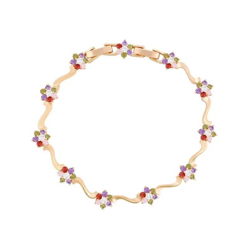 

SPC5 Crystal Tennis Bracelets for Women Brilliant Proposal Bracelet Gold Color Hand Chain Jewelry