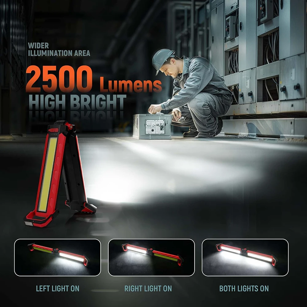 LED Work Light 180&deg; Foldable & Magnetic Underhood Mechanic Light, 4000mAh Rechargeable with Hooks for Car Repair, Emergency