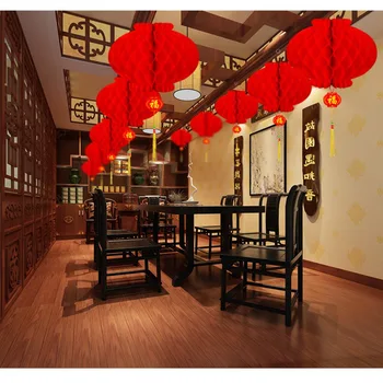 فانوس عسل بلاستيكي قابل لإعادة الاستخدام ، ورق مهرجان الربيع ، إكليل معلق ، تخطيط جو ، تقليدي صيني ، 10 2