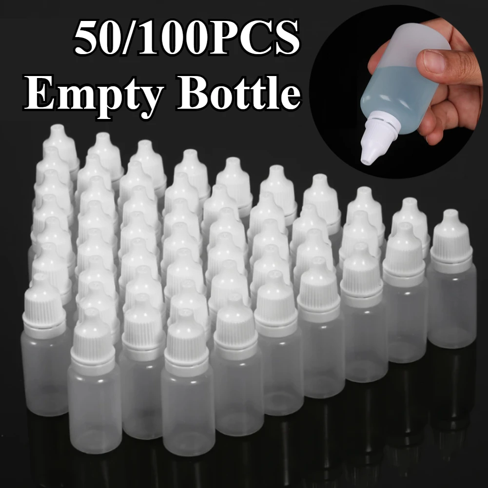 Portable Squeezable Semi-Transparent Refillable Dropper Bottles (50/100 Pack)