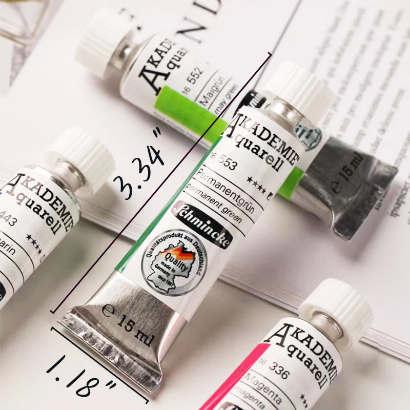24 Colors Premium Water Color 15ML Tin Tube for Schmincke Akademie Aquarell-College Watercolor Artist Student Art Supplies