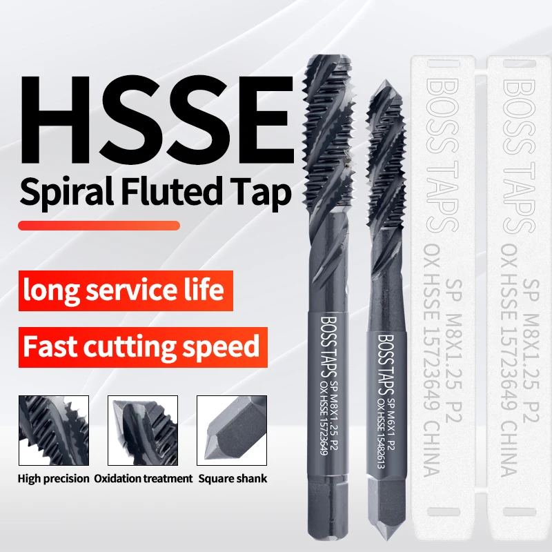 HSSE-M35 JIS Standard Spiral Fluted Tap M1.4 M1.5 M1.6 M1.7 M1.8 M2 M3 M4 M5 M6 M8 M9 Machine Screw