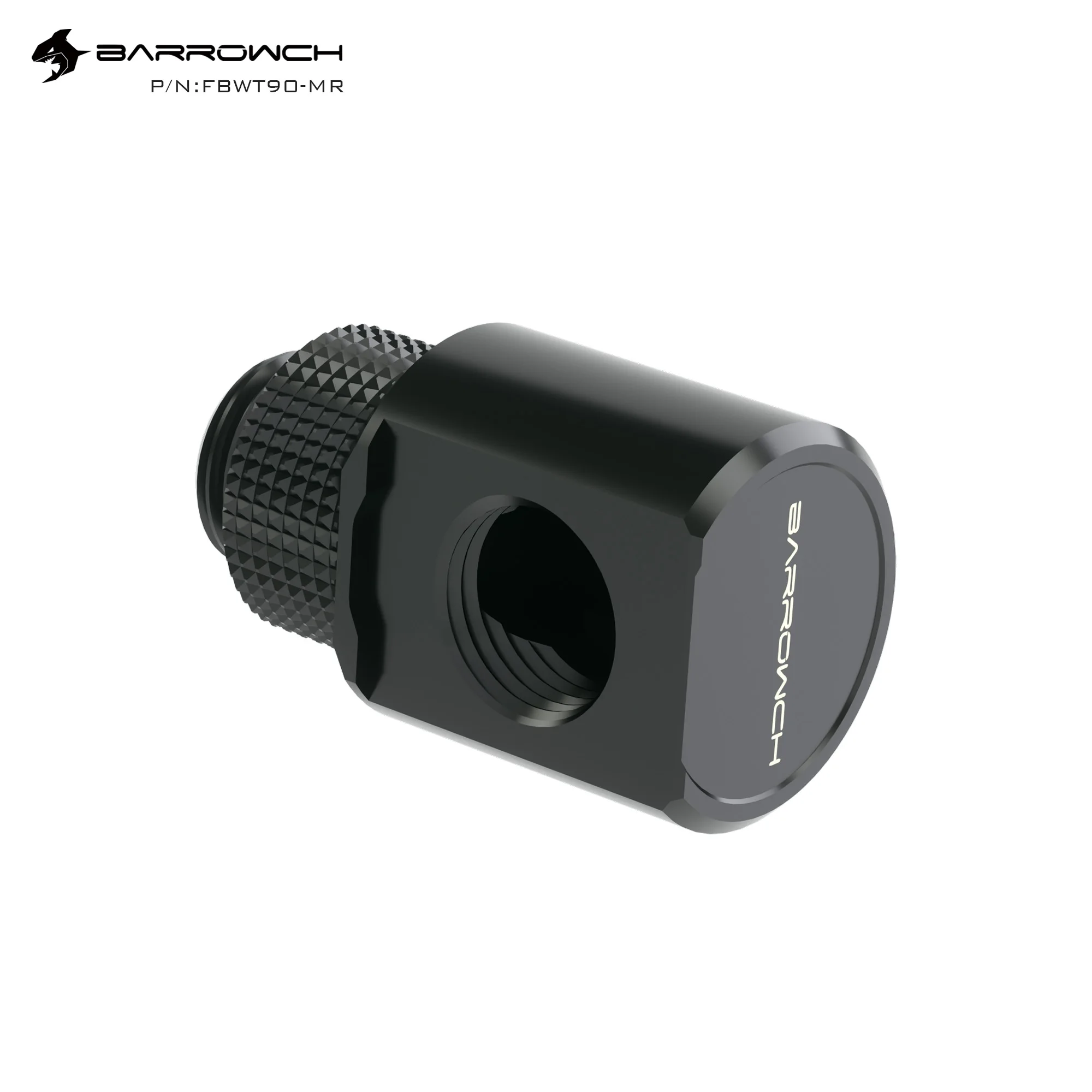 Barrowch 2pcs 45°/90° Rotary fittings Adapter \'G1/4\' thread black/silver  water cooling Adaptors Metal Male to Famale FBWT45-MR