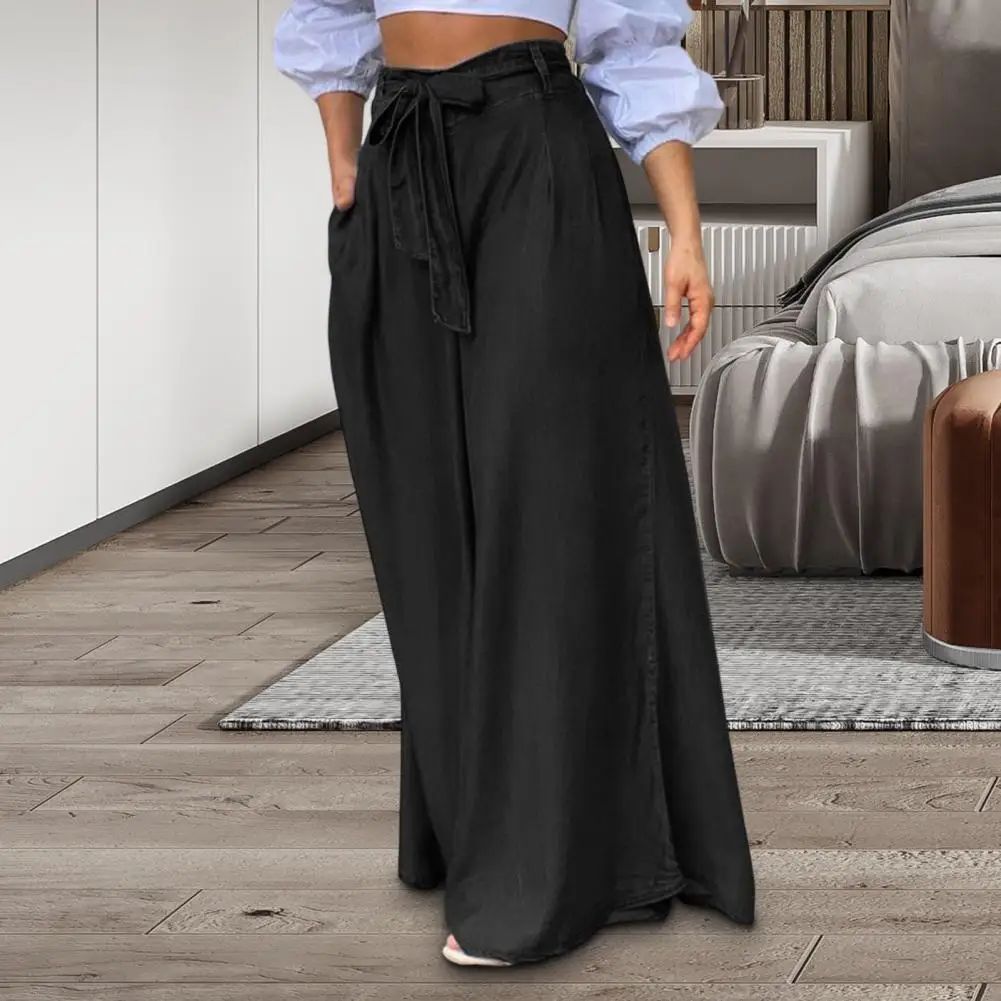 

Soft Fabric High Waist Lace Up Floor Length Lady Pants Skirt Female Clothes
