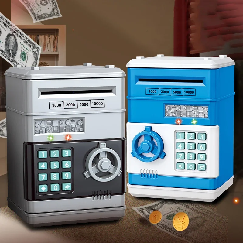 Description Picture 5 of itemCreative Piggy Bank Automatic Mini Safe Coins Cash Saving Money Box Password Counter Code Key Lock Coin Bank ATM Child Gift