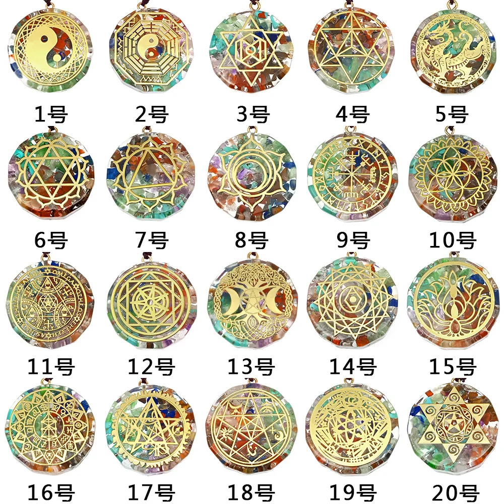 Chakra Eugen Seven Necklace 35mm Chakra Semi-Precious Meditation Pendant