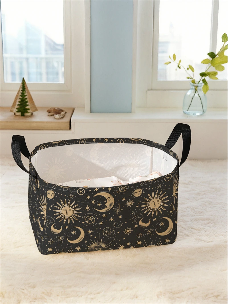 Storage box, underwear, socks, baby toys, storage basket with handle, simple printed decorative storage basket