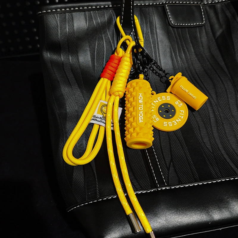 Dopamine Fitness Series D-Shaped Buckle Detachable Barbell Plates Key Chain - Creative Gym-Themed Accessory