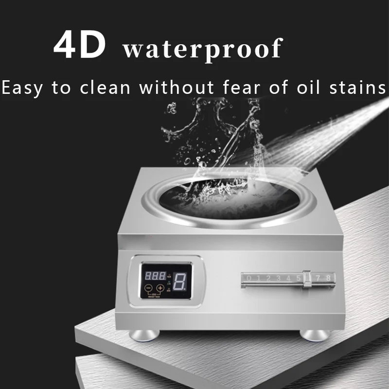 Concave Furnace Magnetron 5000W High Power Wide Cooking Stove Electric Wok Range Kitchen Station Commercial Induction Cooker