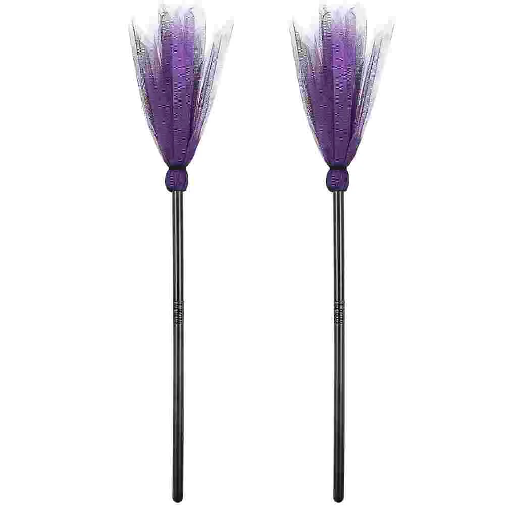 

2pcs Halloween Witch Broomstick Plastic Witch Broom Prop Kids Stage Performance Broom