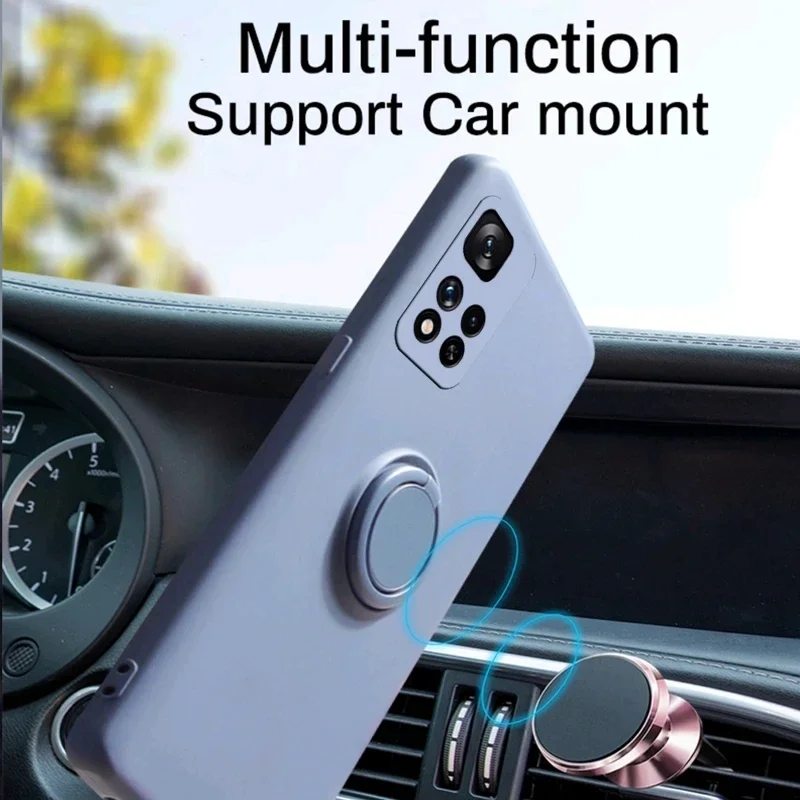 Premium Liquid Silicone Phone Case with Ring Holder - Soft, Durable, and Stylish Protection