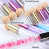 1Pcs Gradient Shading Nail Brush Double-ended Soft Sponge Replaceable Heads Nail Art Brush Rhinestone Handle Nail Painting Brush 3