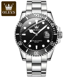 OLEVS Classic Men's Quartz Watch with Luminous Hands and Stainless Steel Strap (Silver black)