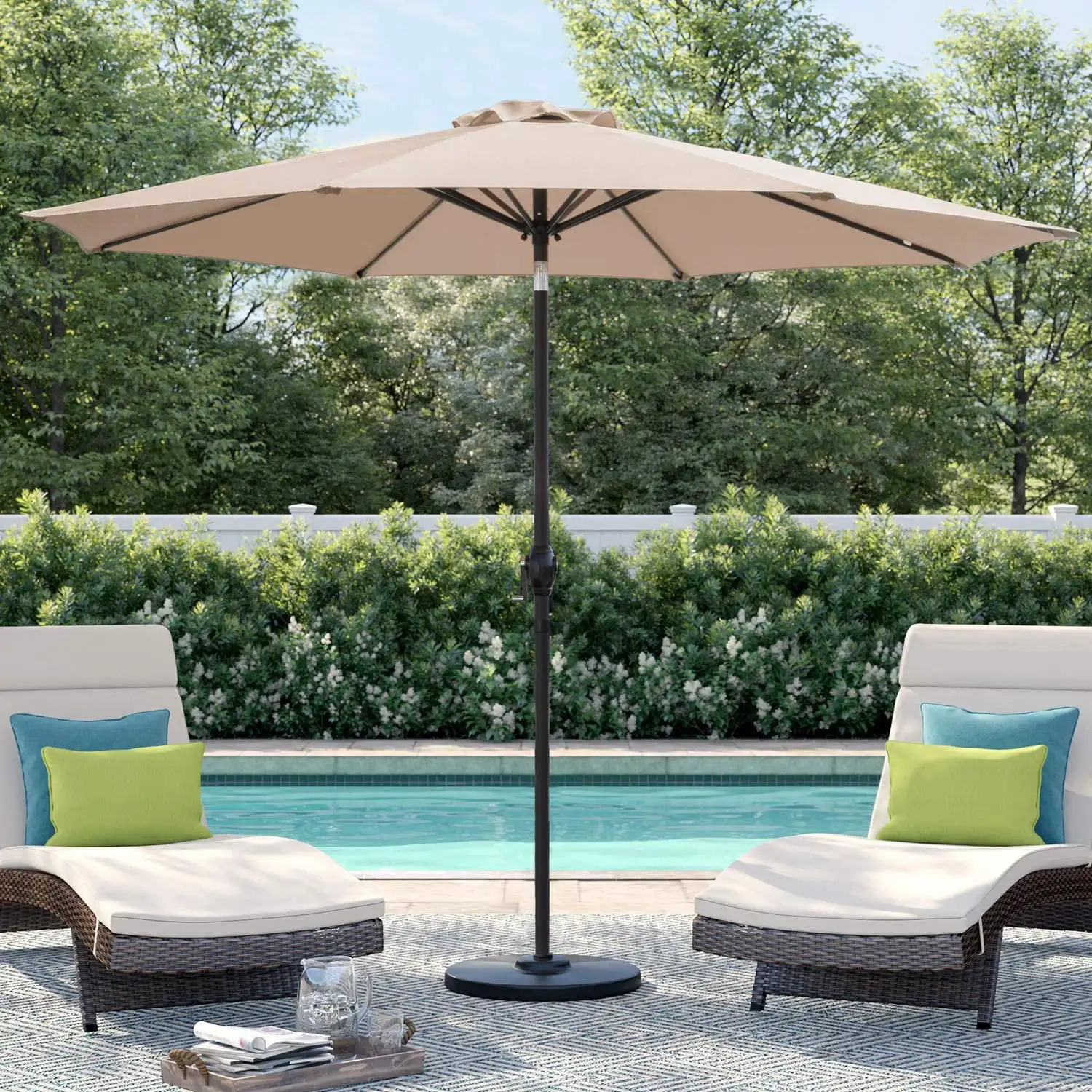 

Vineego 9 FT Market Patio Umbrella Outdoor Straight Umbrella with Tilt Adjustable,Beige