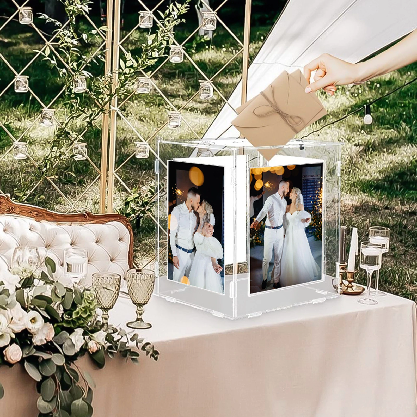 Description Picture 6 of itemAcrylic Wedding Money Box, box DIY Envelope Gift Card Box, for Party Supplies Anniversary Shower Birthday Decorations