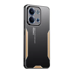 Aluminum Alloy Shockproof Matte Silicone Phone Case - Durable Hard PC Protection for redmi 15C 5G (Gold)