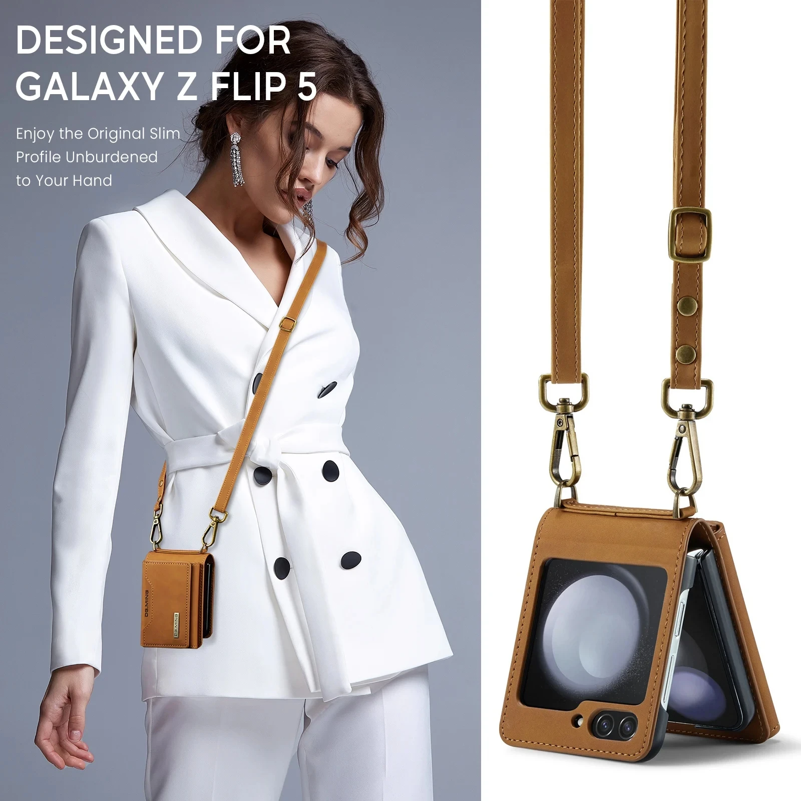 Crossbody Wallet Cards Solt Leather Case For Samsung Galaxy Z Flip 5 3 4 5G Flip5 Flip4 long Rope Bag Pocket Purse Lanyard Cover