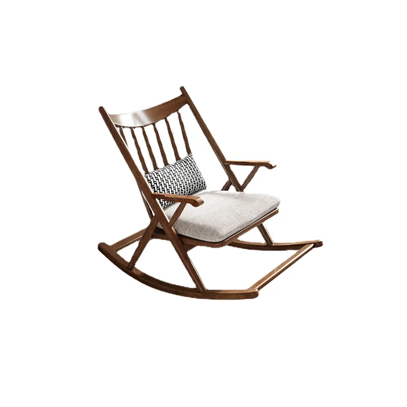 

ZL Solid Wood Rocking Chair Recliner Leisure Single Sofa Lazy Leisure Chair