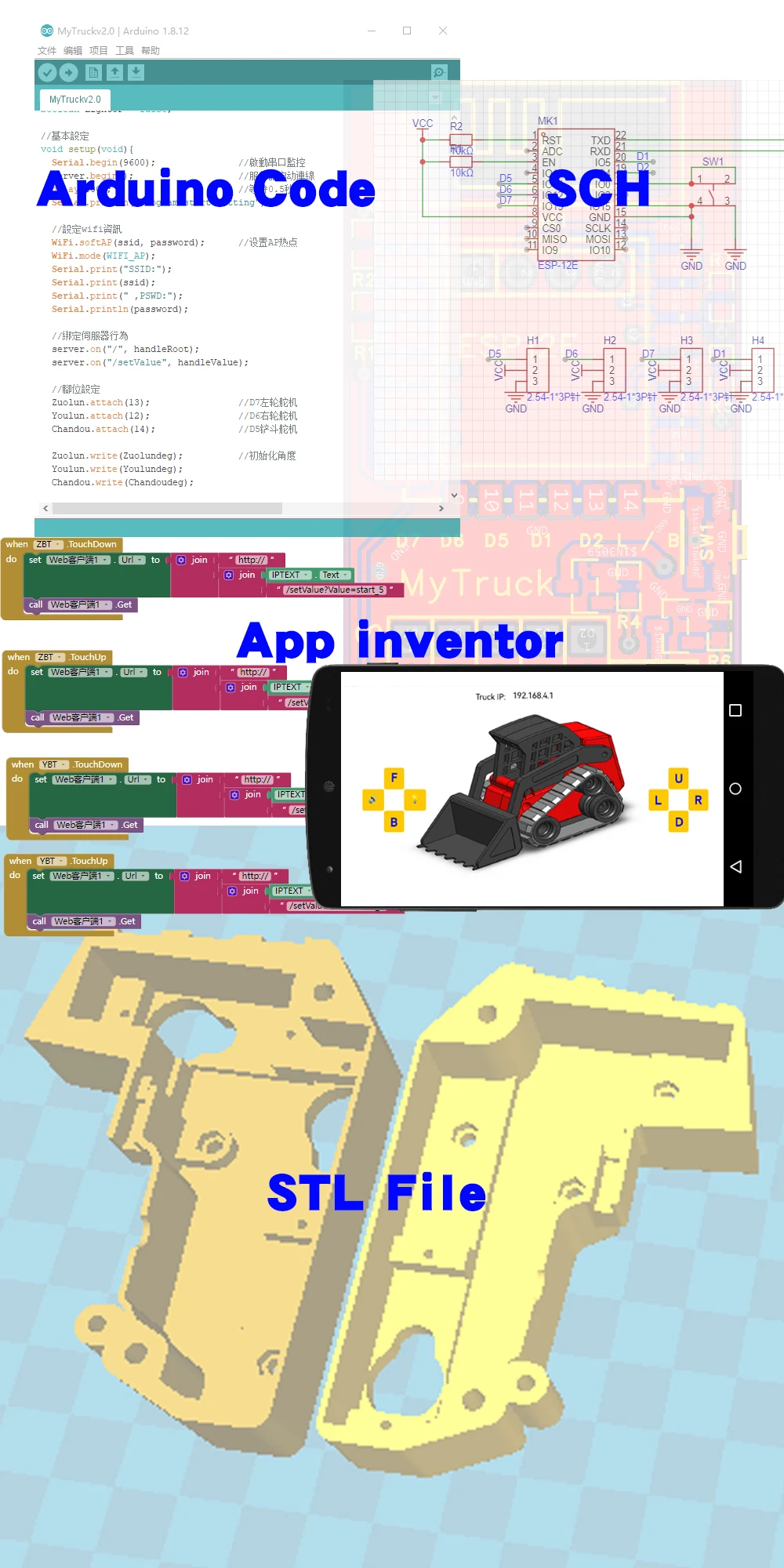 nodemcu stem brinquedos caseiro sg90 caminhão wi-fi
