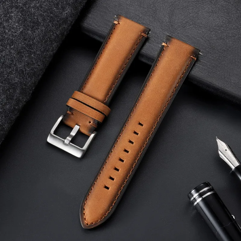 Vintage Cowhide Leather Strap Quick Release Watch Band - Universal Men & Women Bracelet