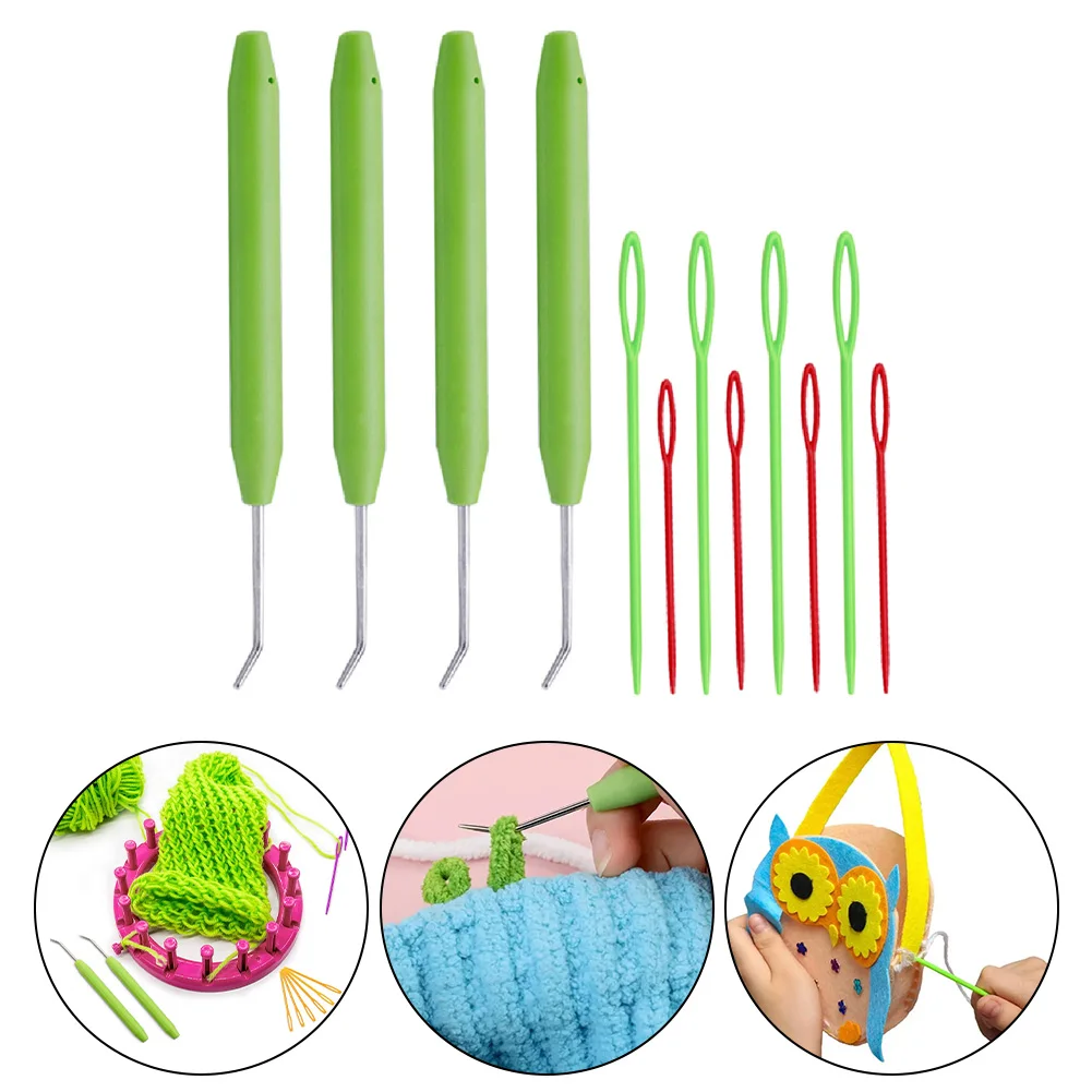 

Knitting Needle Hook Rubber Handle Plastic Sewing Needle Handmade DIY Craft Materials Wool Felt Finishing Tools