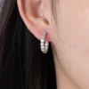 AnuJewel 3mm 2.6cttw D Color Moissanites Hoop Earrings 925 Sterling Silver Luxury Huggie Earring for Women Jewelry Wholesale 6