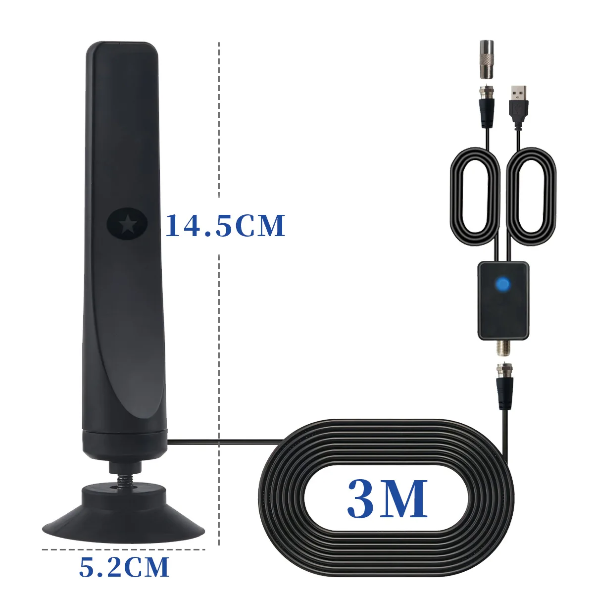 High Gain Indoor Digital TV Vertical Sucker Antenna HDTV-T Ground Wave Digital TV Antenna