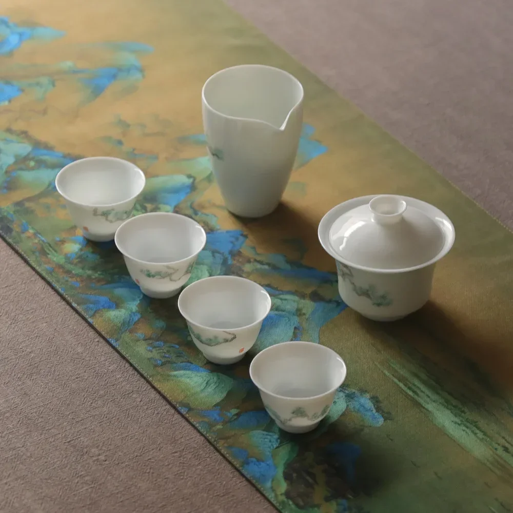 Chinese Ancient Canvas Placemat Tea Mat Incense Burner Table Flag Tea Ceremony Mat