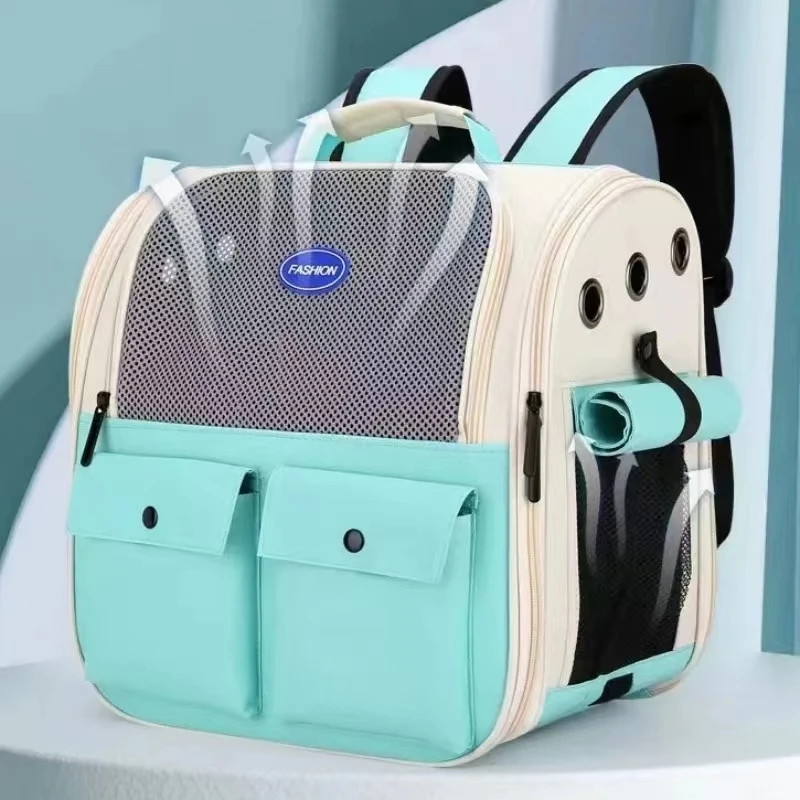 

Portable Outdoor Pet Backpack, Foldable Carrier Bag, Ventilated Design, Large Cat and Small Dogs