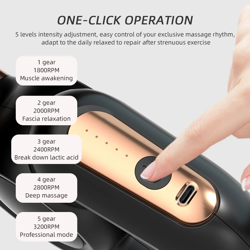 Multi Heads Fascia Gun with Massage Stretch Strap 3200RPM Strong Deep Tissue Neck Back Legs Waist Shoulders Pain Massage Gun