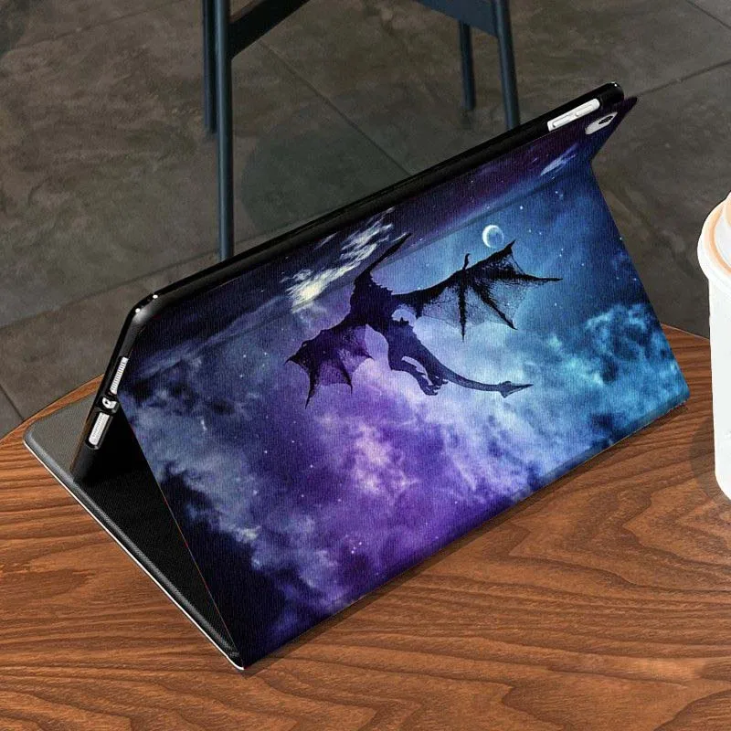 Cartoon Flying Dragon Sunset Tablet Case with Enhanced Design