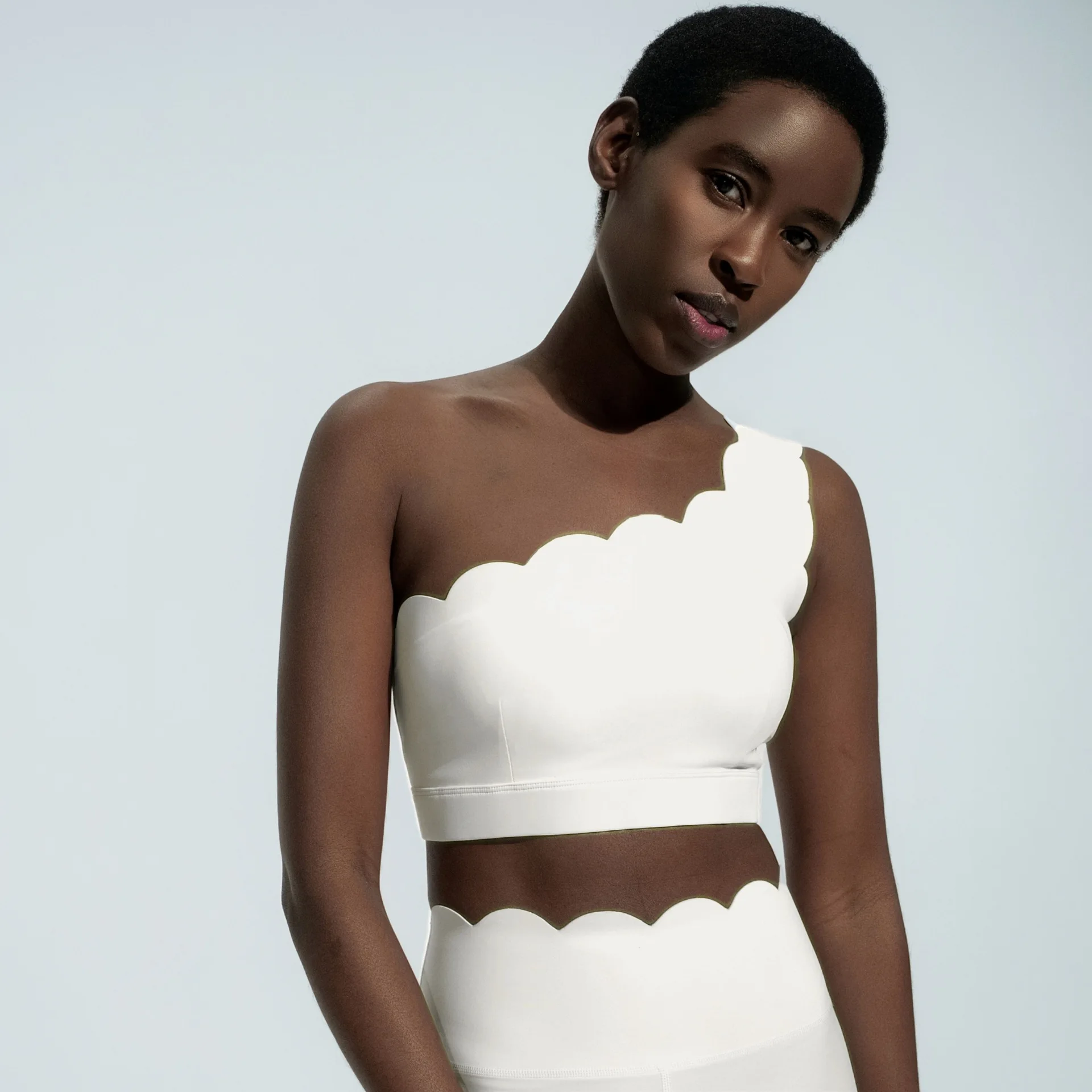 1pc Tops-Beige White