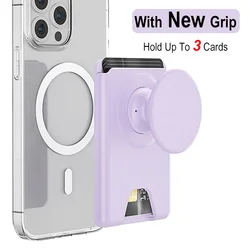 Magnetic Wallet with Expanding Grip and Card Holder (Purple)