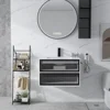 30” Floating Bathroom Vanity with Sink Combo, Modern Wall Mounted Cabient with 2 Glass Doors Drawers Storage 3