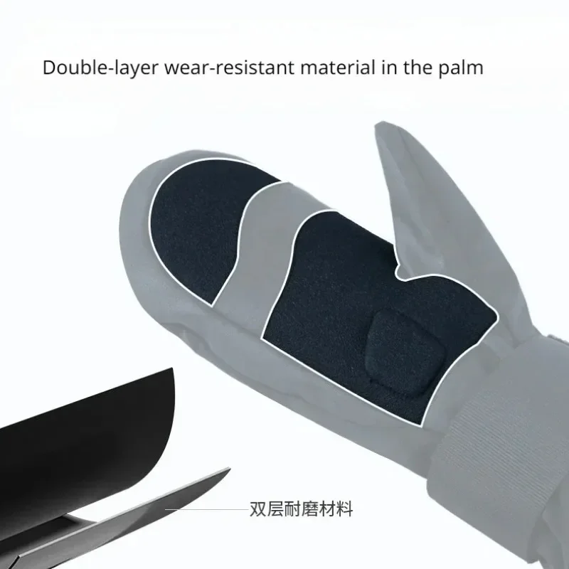 New Men Women Ski Snowboarding Gloves Inside Wrist Guards Waterproof Warm Skiing Winter Gloves 4