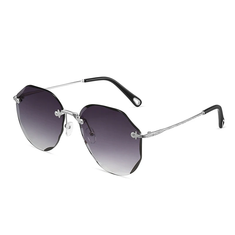 Women Sunglasses With Myopia -0.50 -1.00 -1.50 -2.00 Lenses Rimless Glasses Frame Anti-UV Sun Glasses Gradient Gray Lenses