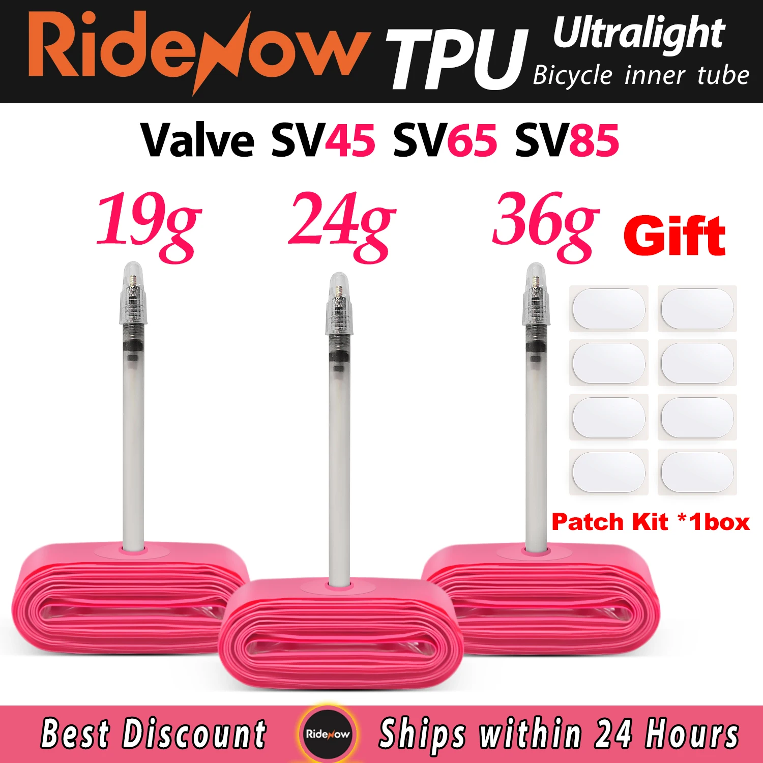 RideNow Ultralight 19g 24g 36g Bike Inner Tube 700 x 18 25 28 Road MTB