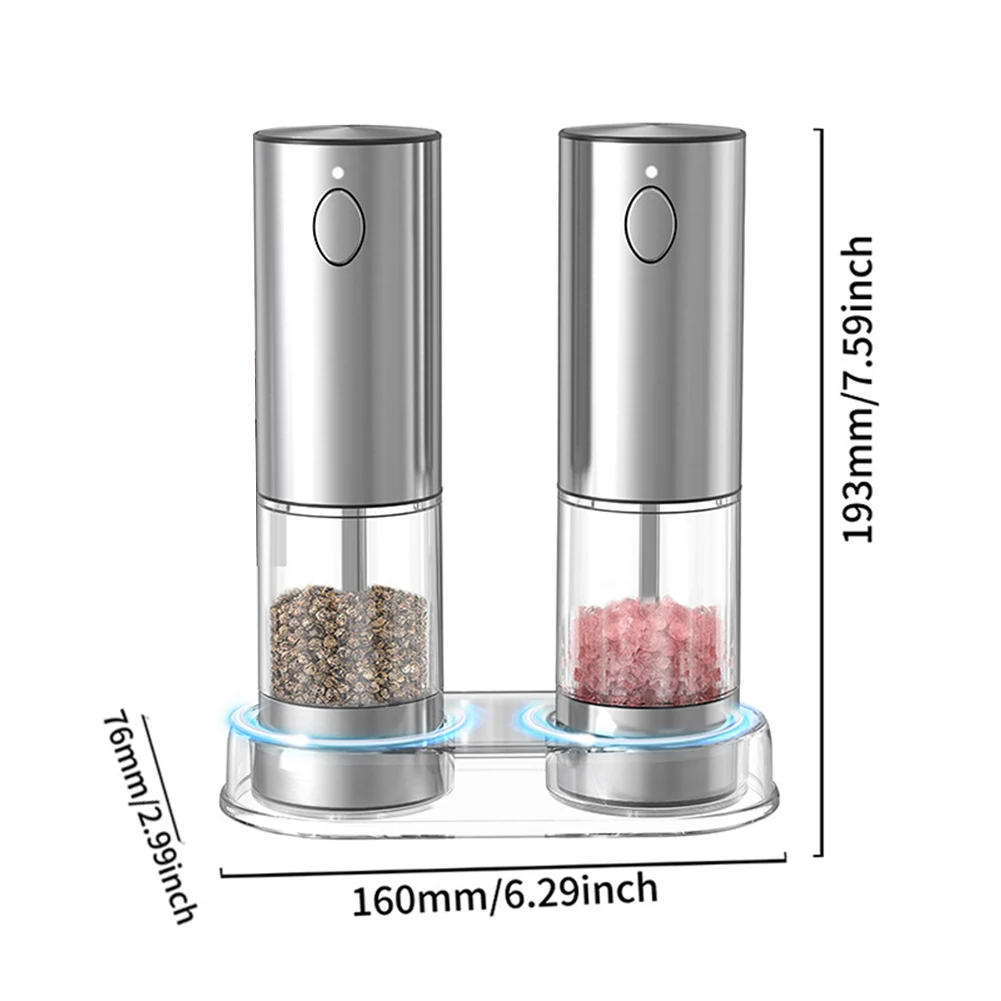 Electric Salt Pepper Grinder USB Rechargeable Automatic Salt Pepper Mill LED Light Electric Spice Mill BBQ Accessories