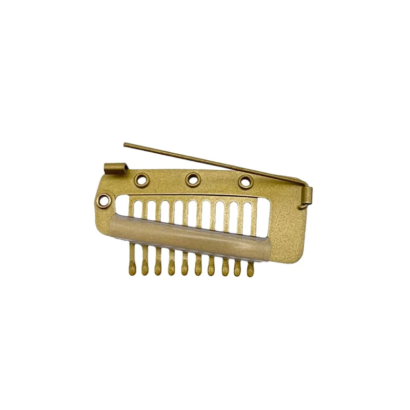 10PCS 3.6cm 10 Teeth Snap Clips with Safety Pin For Human Hair Bangs Snap Hair Clips For Extensions Metal Comb For Closure