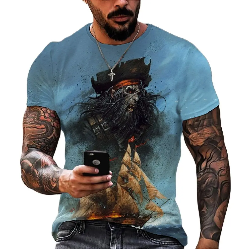 

Men Clothing Mens T-shirs 3d Navigation Print O Neck Shoert Sleeve Vintage Classic Oversized Tee Shirt Man Clothes Quick Drying