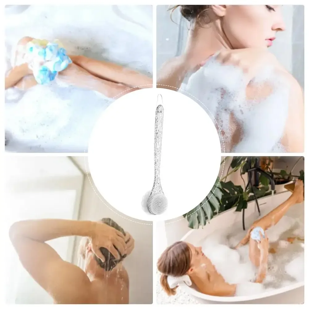 Description Picture 5 of item2 in 1 Soft Back Scrubber Brush Skin Massager Bath Shower Scrubbing Brush with Handle Body Wash Exfoliating Scrub Bath Supplie