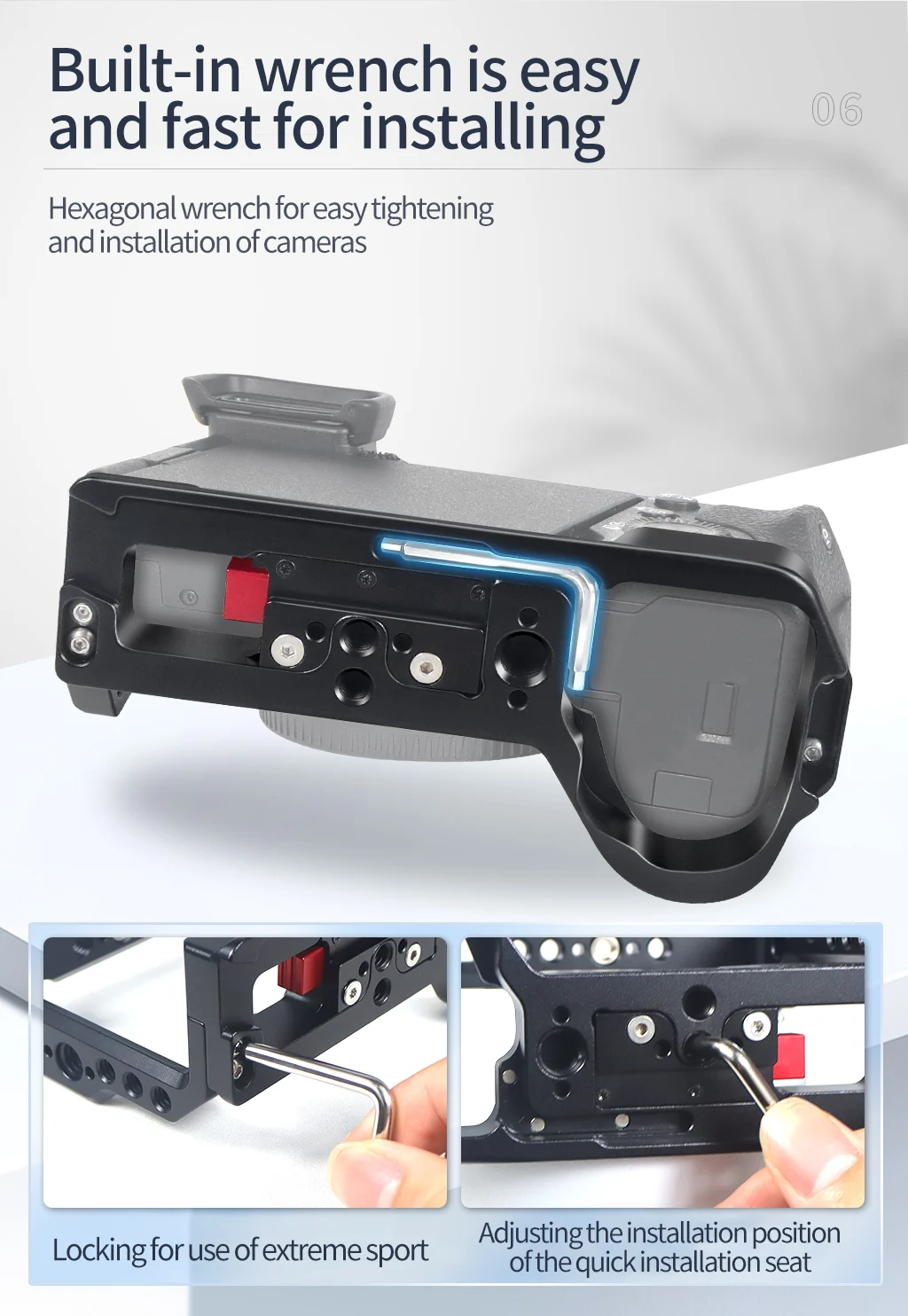 A6700 dslr Kamera käfig Rig Top Griff Kalt schuh halterung Mikrofon Blitzlicht halterung für Sony A6700 Stabilisator halter – Detail 8