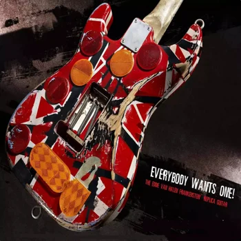 Edward Eddie Van Halen Heavy Relic Red Franken Electric Guitar Black White Stripes Tremolo Bridge Slanted Pickup