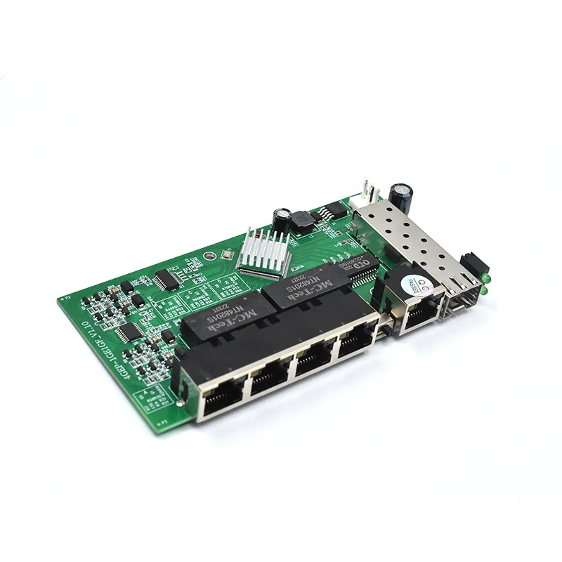 6-Port Gigabit Desktop POE Switch with 4-Port PoE +1Giga Uplink+1Giga SFP Fiber Switch POE PCBA, 65W IEEE802.3af/at