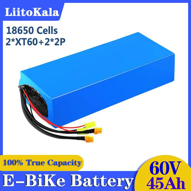 

LiitoKala 60V 45Ah 18650 lithium battery pack 16S15P built-in 50A balanced BMS, same port, suitable for motors below 3000W