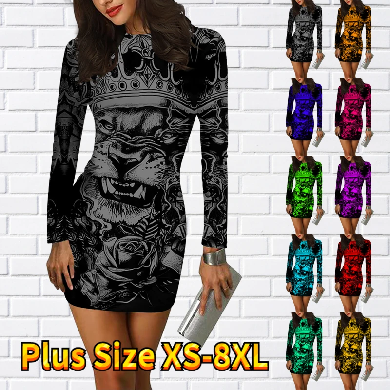 

Women Fashion Slim Skirt Fall Winter Vintage Elegant Party Skirt Round Neck Long Sleeve Skirt New Design Printed Sheath Skirt
