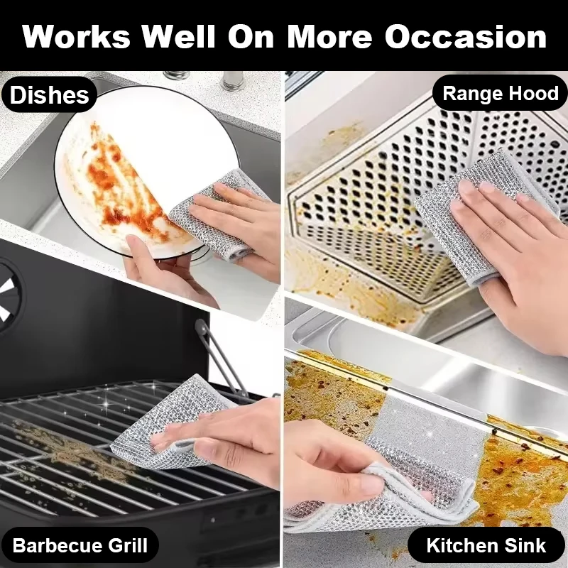 5/10/20Pcs Magic Cleaning Cloth Kitchen Dishwashing Towel Metal Steel Wire Cleaning Rag for Dish Pot Tools cleaning cloth